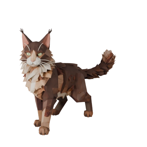Modello 3D Maine Coon Low Poly - Asset Unity con FBX | PBR