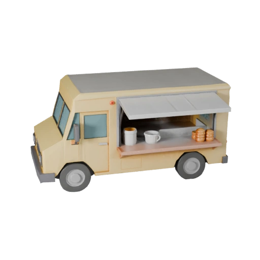 Low Poly Food Truck 3D Model for Unity & Unreal PBR Asset (Legacy)