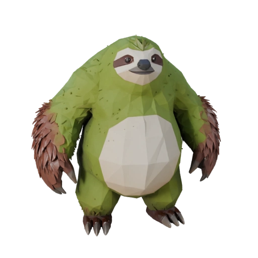 Modello 3D Low Poly Bradipo - Asset di Gioco Unity con FBX | Royalty-Free