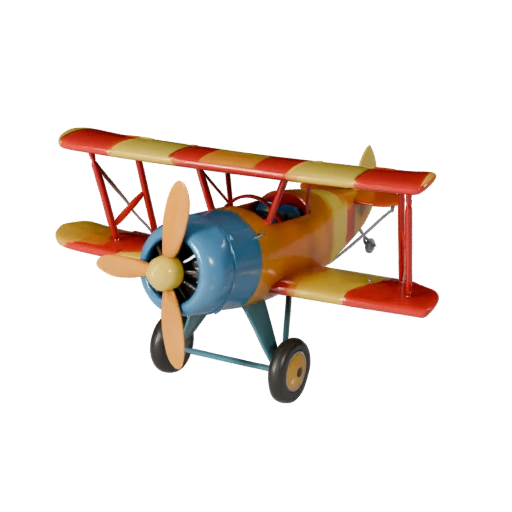 Biplano d'epoca 3D Model - Asset di gioco low poly stilizzato