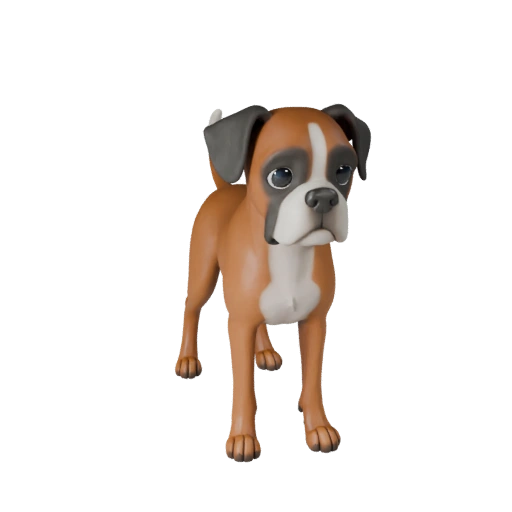 Modelo 3D de Perro Boxer Caricatura - Asset Estilizado para Animación | PBR