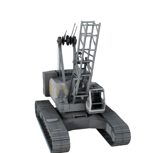 Modèle 3D de grue sur chenilles - Asset PBR low poly prêt pour le jeu
