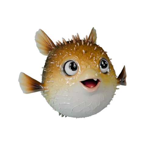 Modèle 3D de Poisson-Globe Dessin Animé - Asset Stylisé pour l'Animation