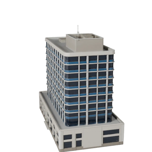 Modello 3D Ufficio Postale Stilizzato - Asset di Gioco per Architettura