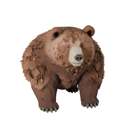 Modèle 3D d'Ours Brun Low Poly - Asset Unity avec FBX | PBR