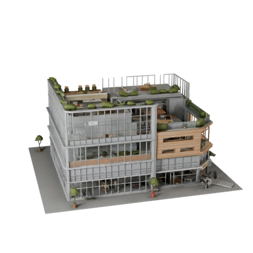 Modelo 3D de Prédio de Escritório Coworking para Blender - Asset de Renderização