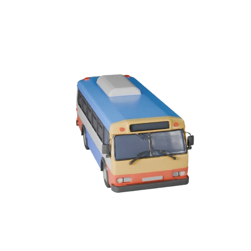 Cartoon City Bus 3D Model for Stylized Games PBR Asset