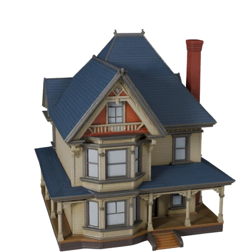 Casa Victoriana Estilizada Modelo 3D - Activo para Videojuegos de Arquitectura