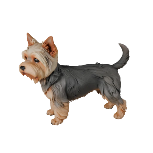 Modelo 3D Perro Yorkshire Terrier Poligonal Bajo - Asset de Juego para Unity con FBX