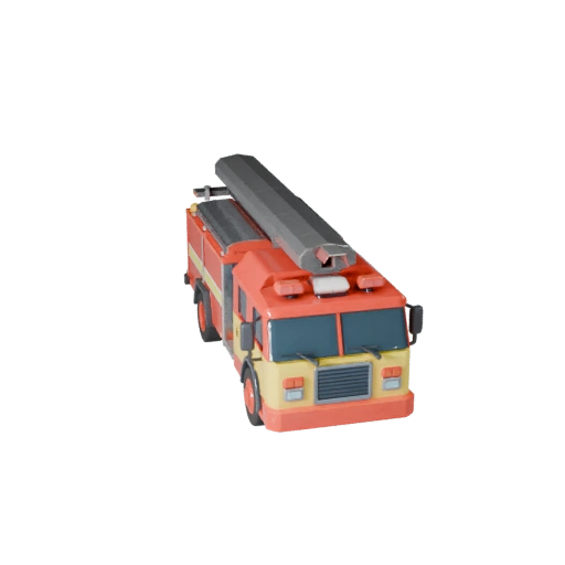 Cartoon Fire Truck 3D Model for Stylized Games PBR Asset