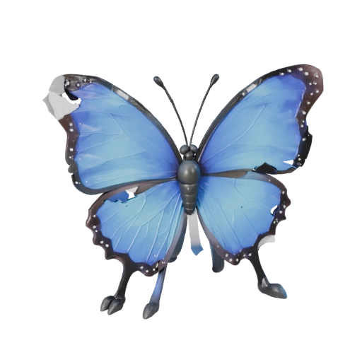 Papillon Morpho Bleu Dessin Animé Modèle 3D - Low Poly Stylisé