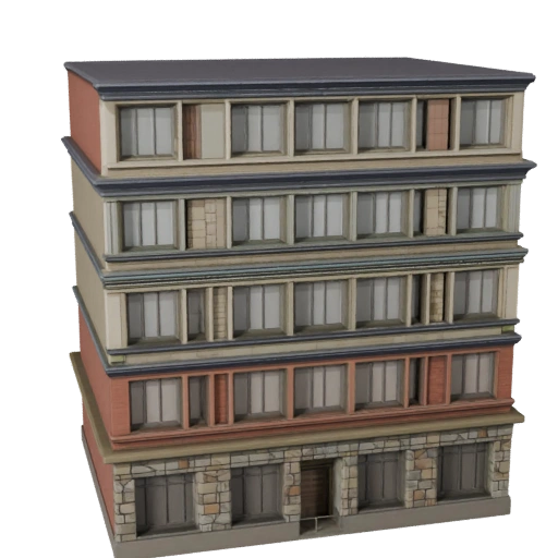 Modello 3D di facciata in pietra stilizzata - Asset di gioco per l'architettura