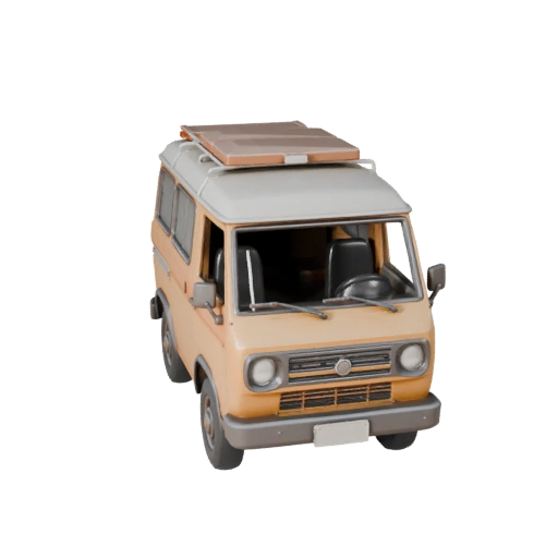 Modelo 3D de Furgoneta Retro Lista para Juegos para Uso en Tiempo Real Activo PBR (Legacy)