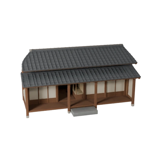 Modelo 3D de Casa Japonesa Estilizada - Activo de Juego para Arquitectura