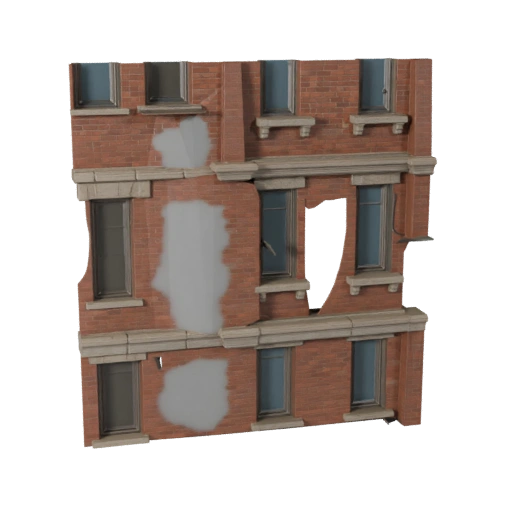 Modello 3D Facciata in Mattone per Unity - Asset di Gioco per Architettura