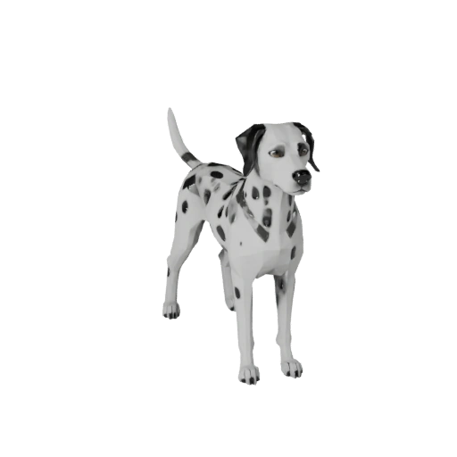 Modelo 3D Cão Dálmata Baixo Poli - Asset de Jogo Unity com FBX