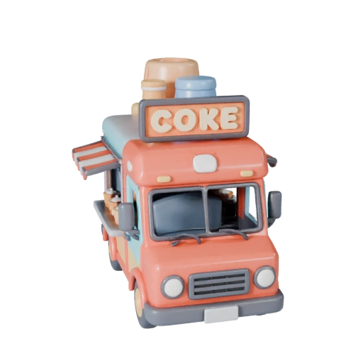 Cartoon Food Truck 3D Model for Stylized Games PBR Asset (Legacy)