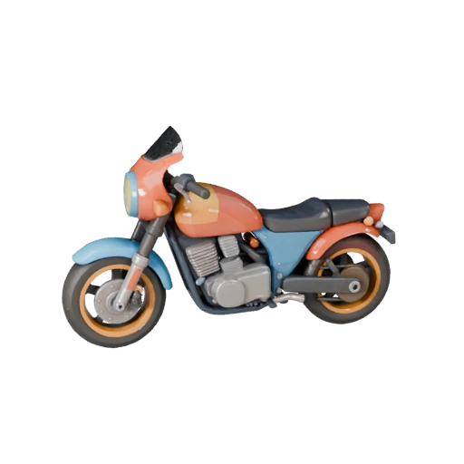 Modello 3D di Motocicletta Cartone Animato per Asset di Gioco Stilizzati PBR