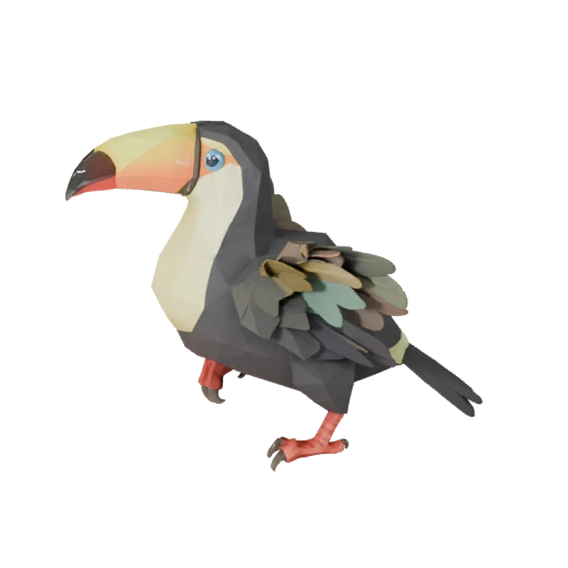 Modelo 3D Tucán Poligonal Bajo - Asset de Juego para Unity con FBX | Libre de Regalías