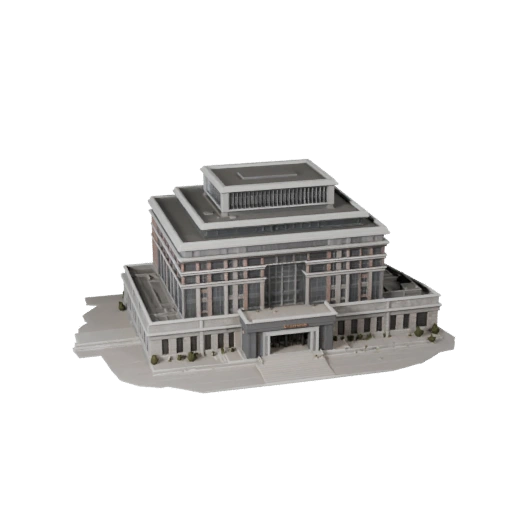 Hohes Poly Bibliotheksgebäude 3D-Modell für Archviz für Architektur