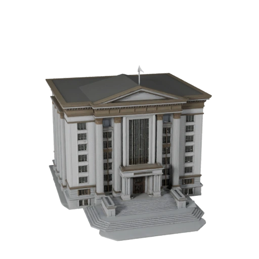 Hohes Poly Gerichtsgebäude 3D-Modell für Archviz für Architektur