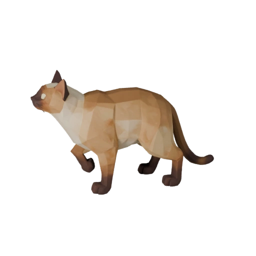 Modello 3D Gatto Siamese Low Poly - Asset Unity con FBX | PBR
