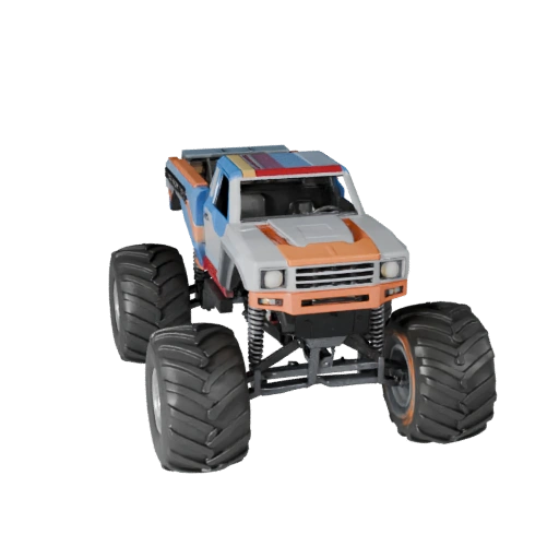 Modelo 3D de Caminhão Monstro para Unity - Asset de Jogo Low Poly