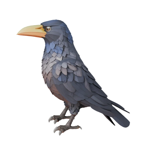 Modelo 3D de Cuervo Poligonal Bajo - Asset de Juego para Unity con FBX | Libre de Regalías