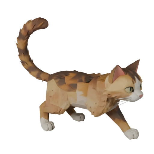 Low Poly Ragamuffin Cat 3D Model - Unity Game Asset with FBX