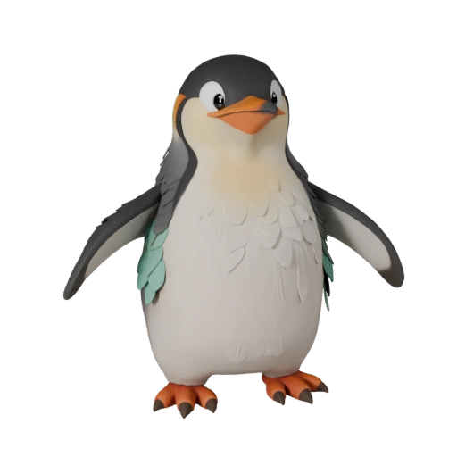 Modèle 3D Manchot Empereur Dessin Animé - Asset Stylisé pour Animation