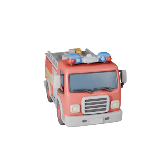 Cartoon Fire Truck 3D Model for Stylized Games PBR Asset (Legacy)