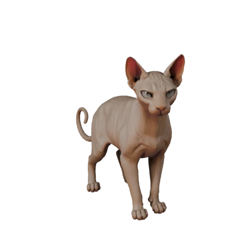 Hohe Poly Sphynx Katze 3D Modell - Detailliertes STL-Asset für den Druck