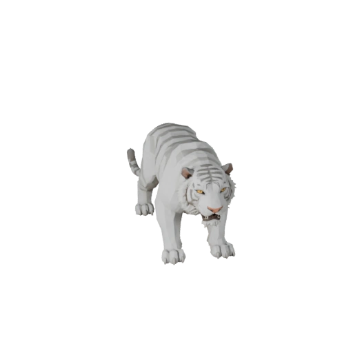 Modello 3D Tigre Bianca Low Poly - Asset di Gioco Unity con FBX | PBR