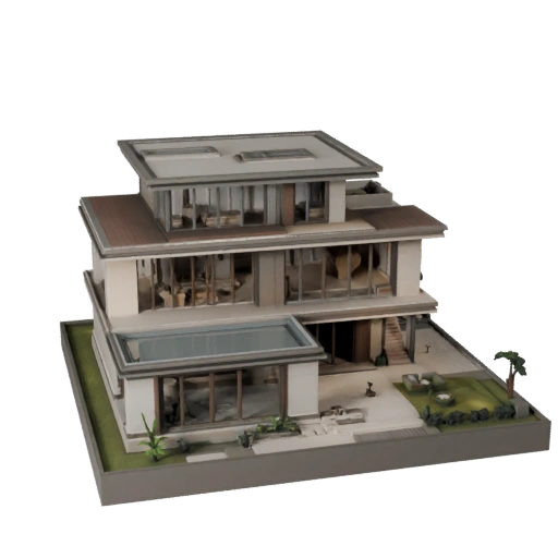 Moradia de Luxo Modelo 3D para Blender - Asset de Render para Arquitetura