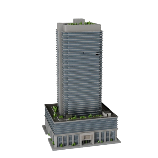 Torre de Distrito Financeiro Baixo Poli 3D para Jogos e VR