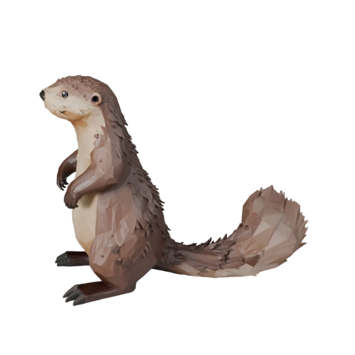 Modelo 3D de Nutria Marina Polygonal Bajo - Asset de Juego para Unity con FBX | PBR