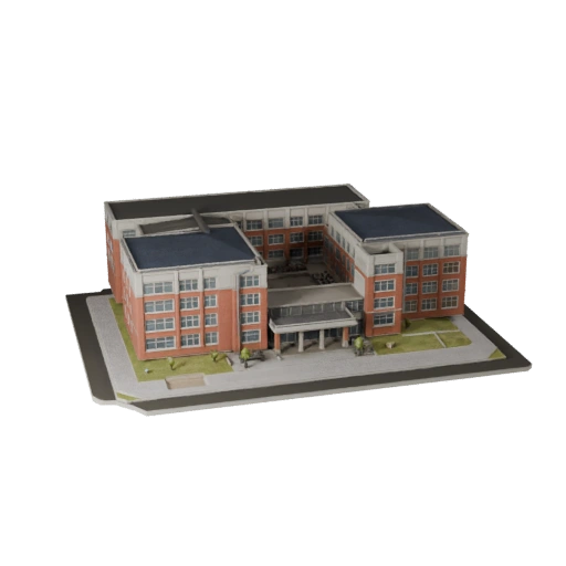 Prédio Escolar Modelo 3D para Blender - Asset de Renderização