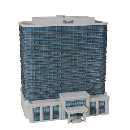 Edificio Sede Banca Low Poly 3D Model per Giochi e VR