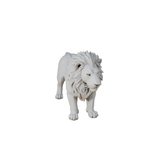 Modelo 3D Leão Branco Baixo Poli - Asset de Jogo Unity com FBX | PBR