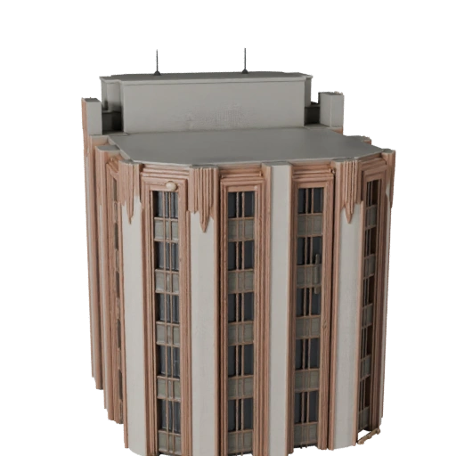 Hohe Poly Art Deco Fassade 3D Modell für Archviz für Architektur