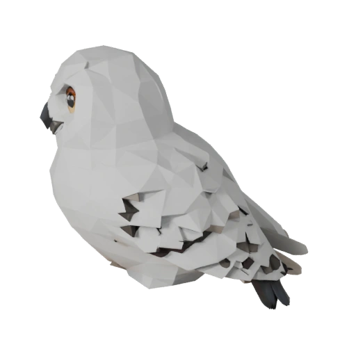 Low Poly Schneeeule 3D Modell - Unity Game Asset mit FBX | PBR