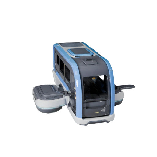 Autobus Volante 3D Model - Asset di Trasporto PBR Pronto per il Gioco