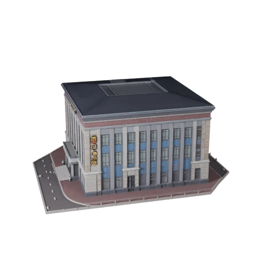 Modelo 3D Estilizado de Estação de Polícia - Asset de Jogo para Arquitetura