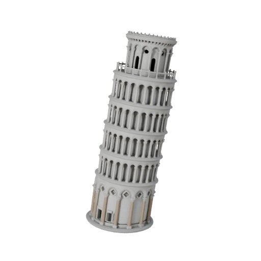 Modèle 3D de la Tour Penchée de Pise Low Poly pour Jeux et RV