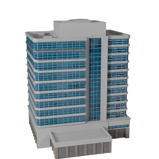 Low Poly Business Center 3D Model for Realtime Game Asset