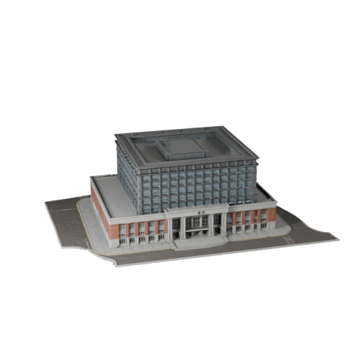 Bibliothek Gebäude 3D Modell für Unity - Spiel-Asset für Architektur