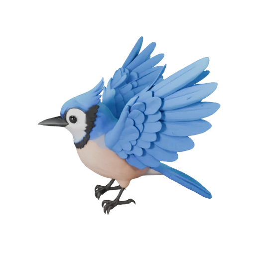 Modello 3D di Ghiandaia Cartone Animato - Asset Stilizzato per Animazione | PBR