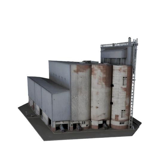 Printable Grain Silo STL 3D Model - Scale Asset for Scale Mockups