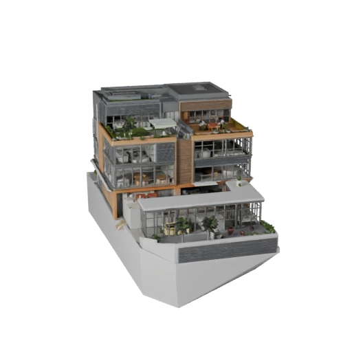 Modelo 3D de Prédio de Escritório Coworking Estilizado - Asset de Jogo