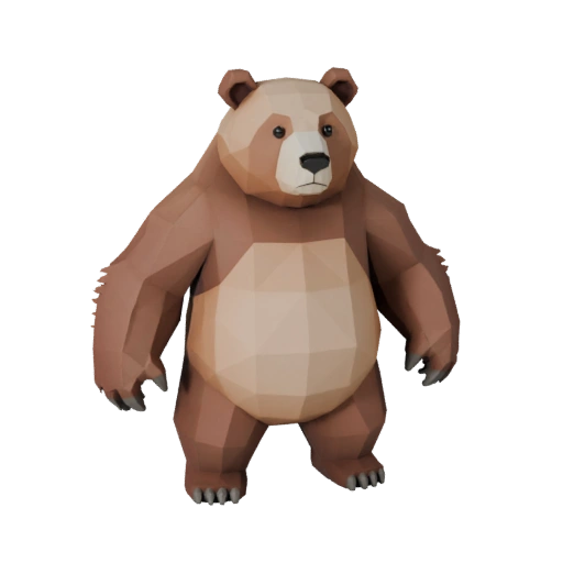 نموذج دب بني منخفض المضلع ثلاثي الأبعاد - أصل لعبة Unity مع FBX